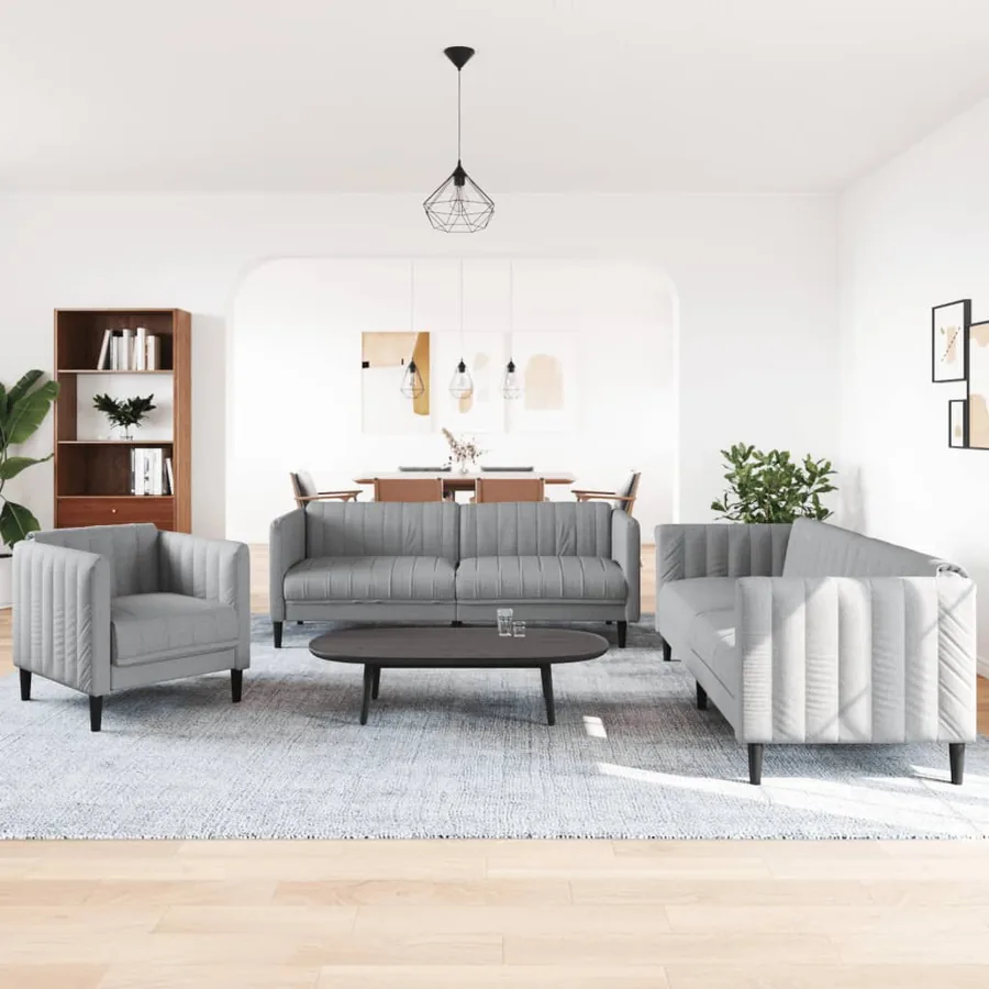 Ensemble de canapés 3 pcs gris clair tissu - 3