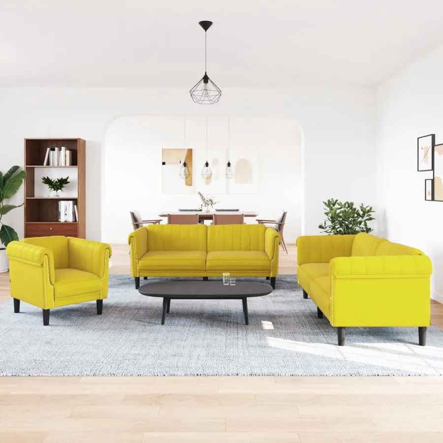 Ensemble de canapés 3 pcs jaune velours - 3