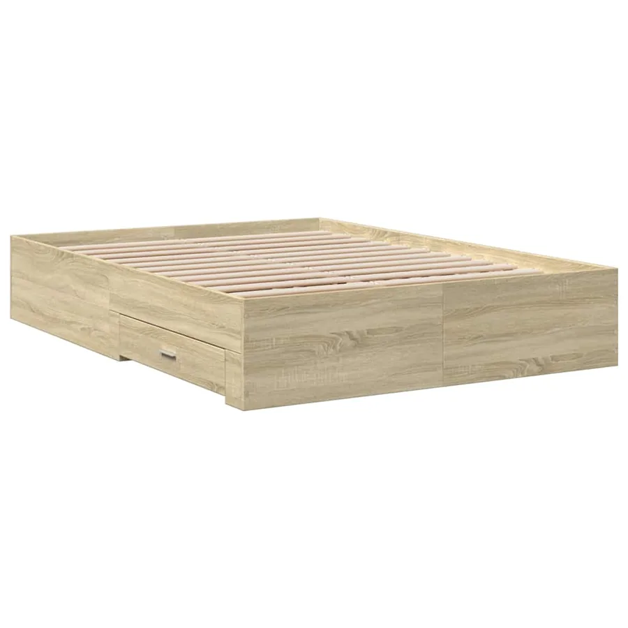 Cadre de lit avec tiroirs sans matelas chêne sonoma 135x190 cm - 6