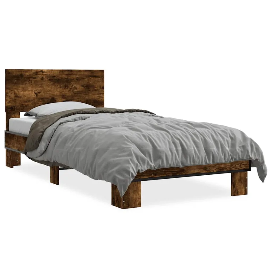Cadre de lit sans matelas chêne fumé 90x200 cm - 2