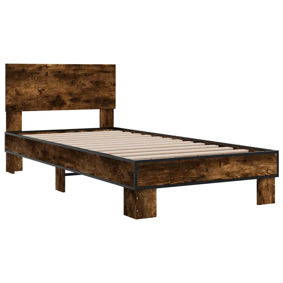 Cadre de lit sans matelas chêne fumé 90x200 cm - 3