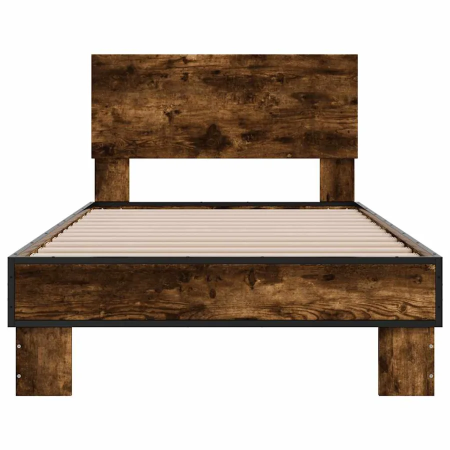 Cadre de lit sans matelas chêne fumé 90x200 cm - 4