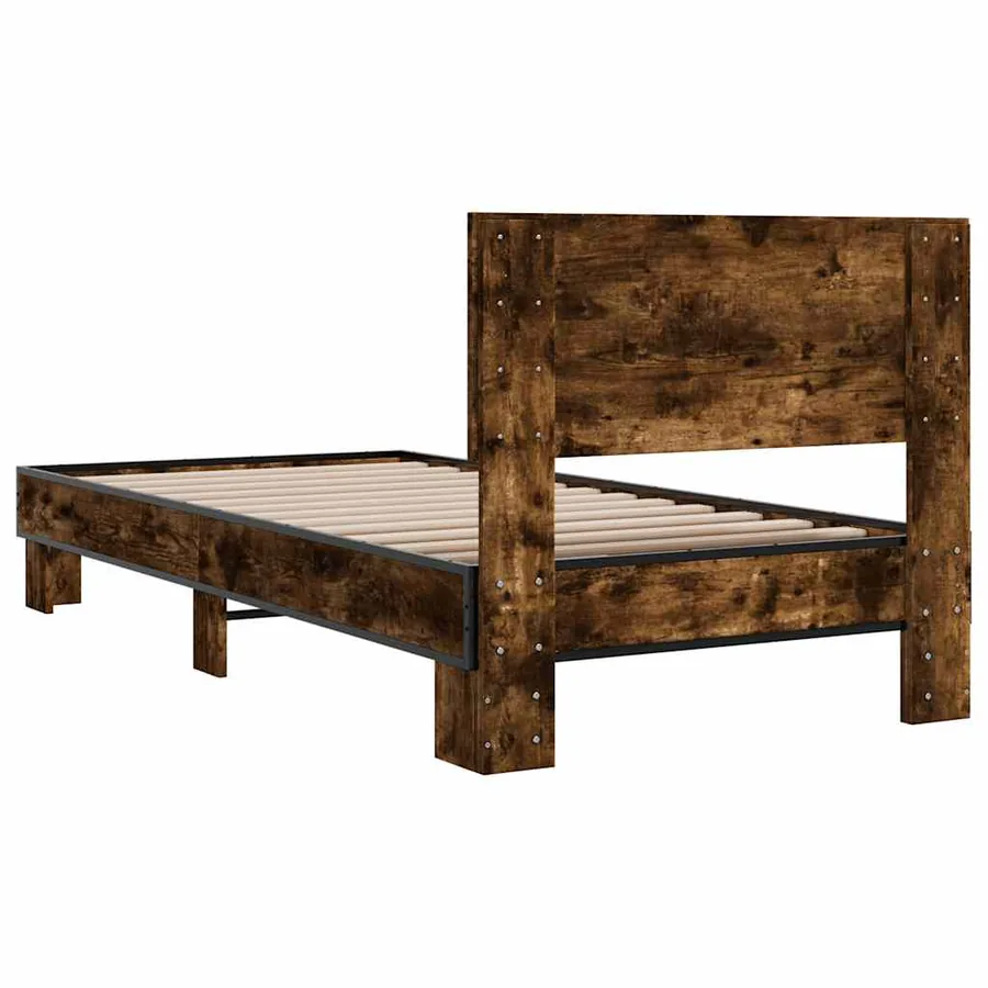 Cadre de lit sans matelas chêne fumé 90x200 cm - 6