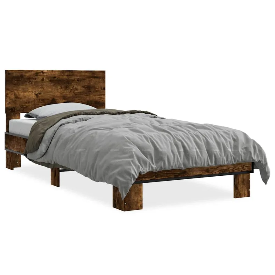 Cadre de lit sans matelas chêne fumé 75x190 cm - 2