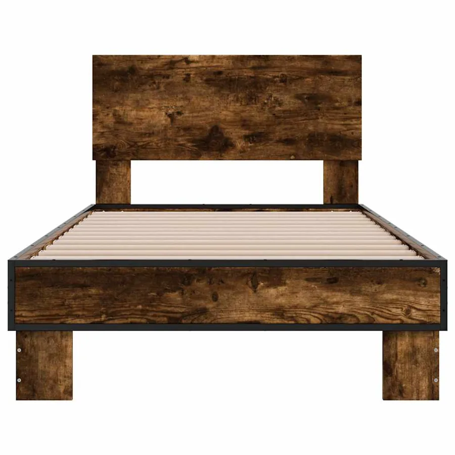 Cadre de lit sans matelas chêne fumé 75x190 cm - 4