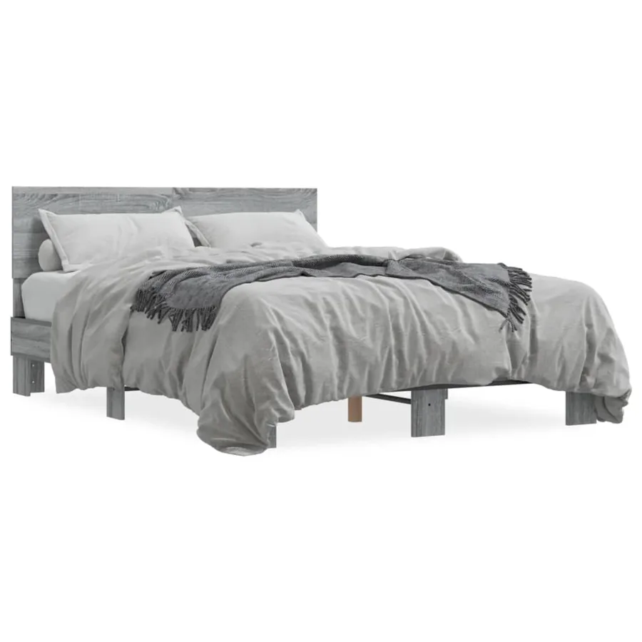Cadre de lit sans matelas sonoma gris 135x190 cm - 2