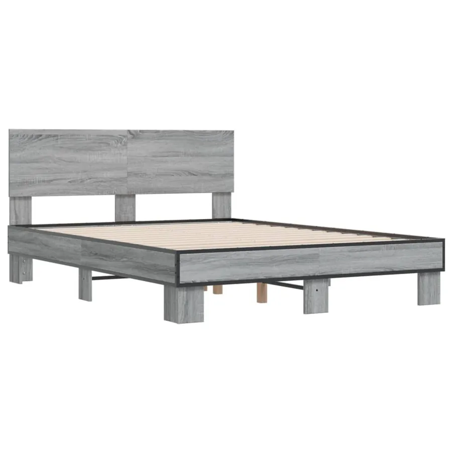 Cadre de lit sans matelas sonoma gris 135x190 cm - 3