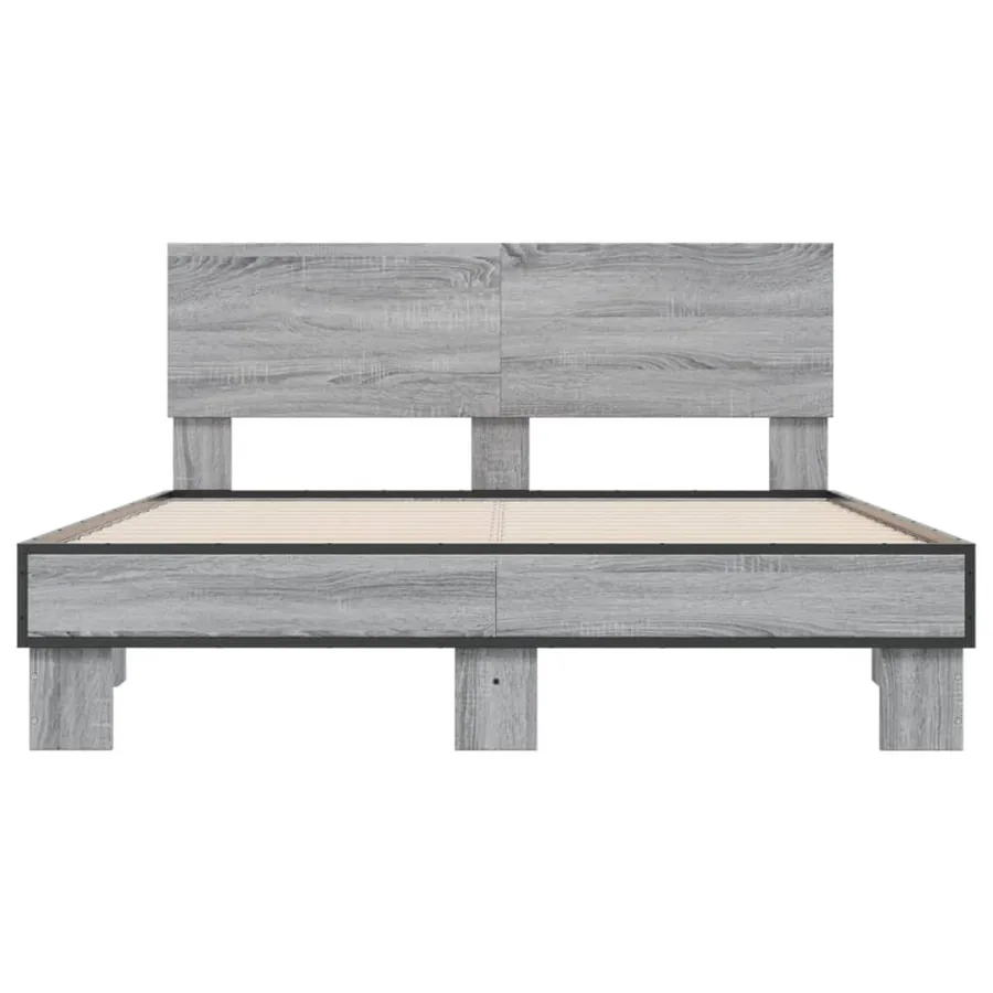 Cadre de lit sans matelas sonoma gris 135x190 cm - 4