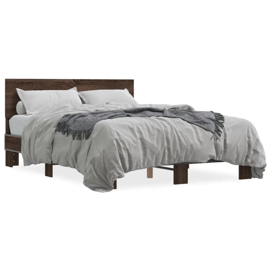 Cadre de lit sans matelas chêne marron 140x200 cm - 2