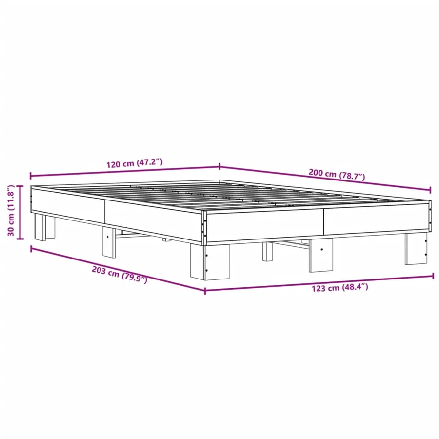 Cadre de lit sans matelas chêne sonoma 120x200 cm - 9