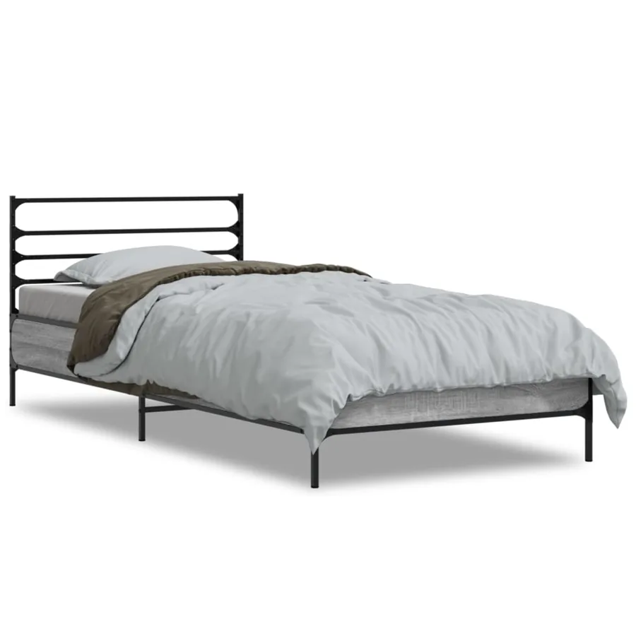 Cadre de lit sans matelas sonoma gris 90x200 cm - 2