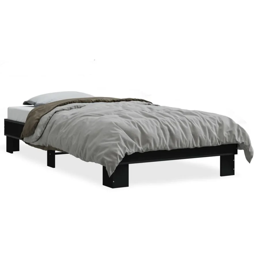 Cadre de lit sans matelas noir 75x190 cm - 2