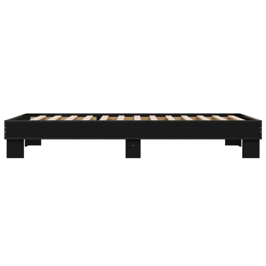 Cadre de lit sans matelas noir 75x190 cm - 5