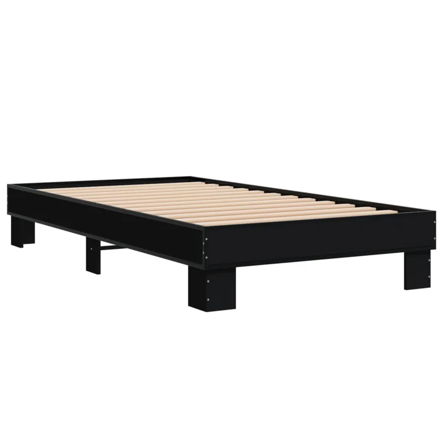 Cadre de lit sans matelas noir 75x190 cm - 6