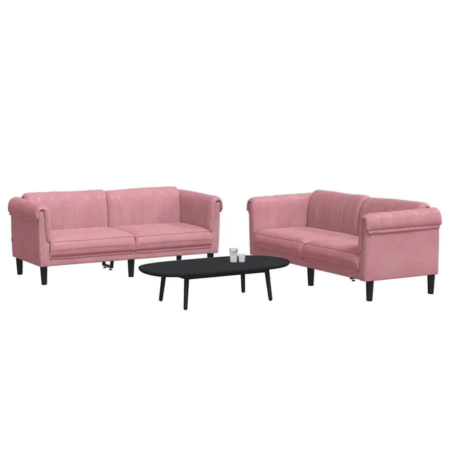 Ensemble de canapés 2 pcs rose velours - 3
