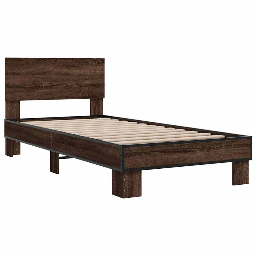 Cadre de lit sans matelas chêne marron 75x190 cm - 3