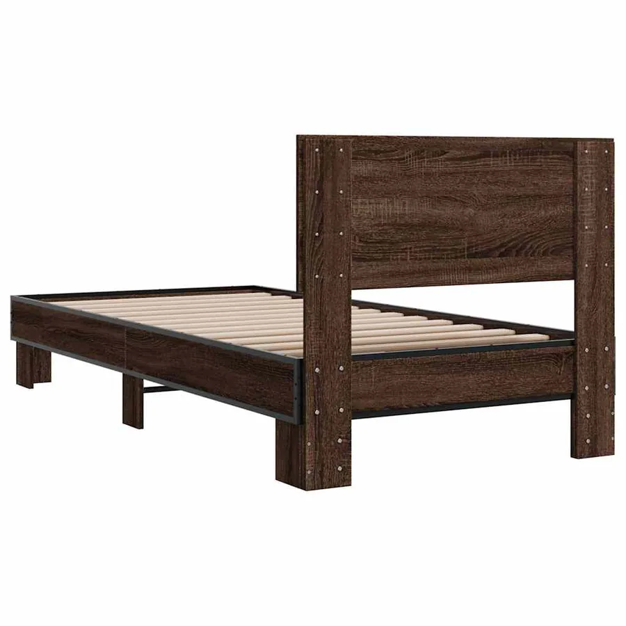Cadre de lit sans matelas chêne marron 75x190 cm - 6