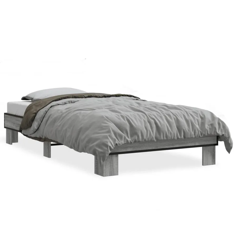 Cadre de lit sans matelas sonoma gris 75x190 cm - 2