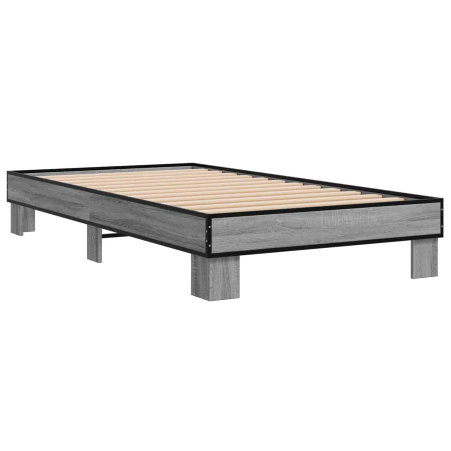 Cadre de lit sans matelas sonoma gris 75x190 cm - 3