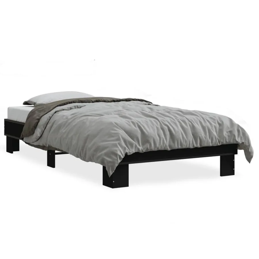 Cadre de lit sans matelas noir 90x190 cm - 2