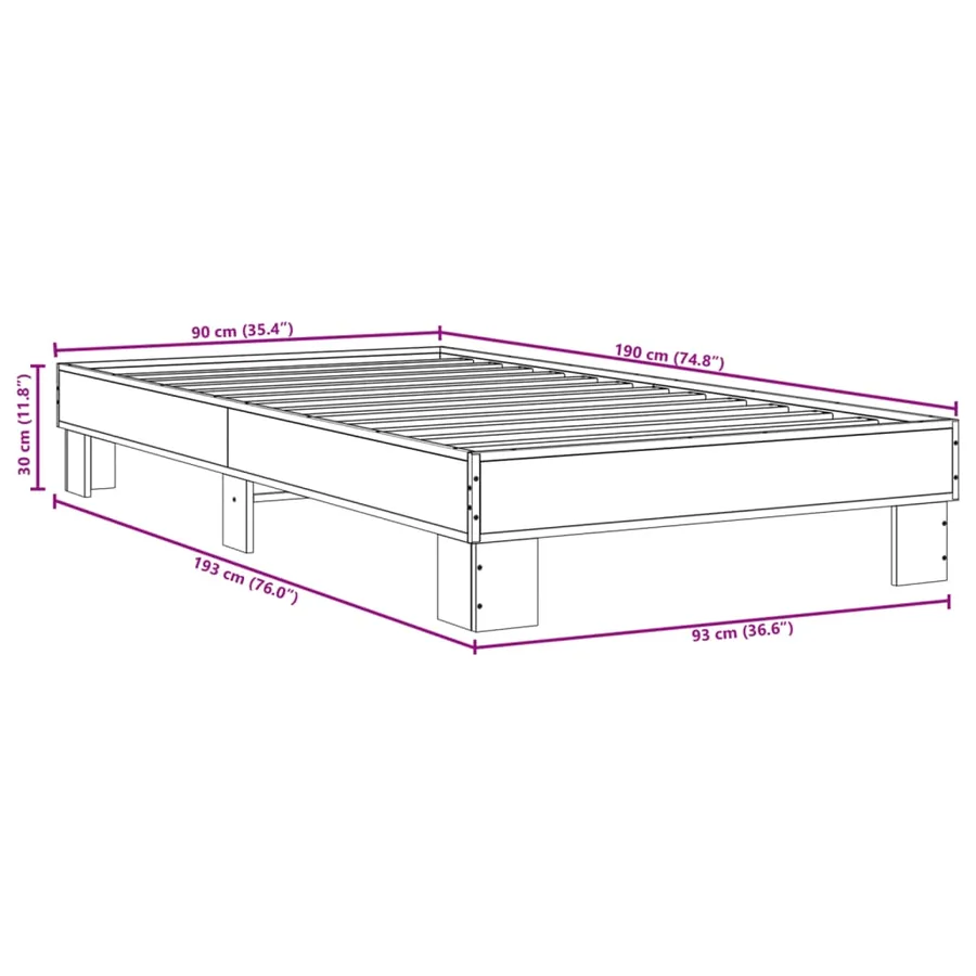 Cadre de lit sans matelas noir 90x190 cm - 9