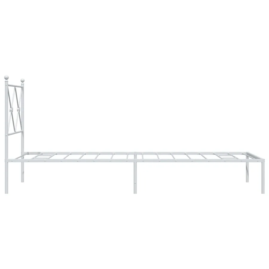 Cadre de lit métal sans matelas avec tête de lit blanc 75x190cm - 5