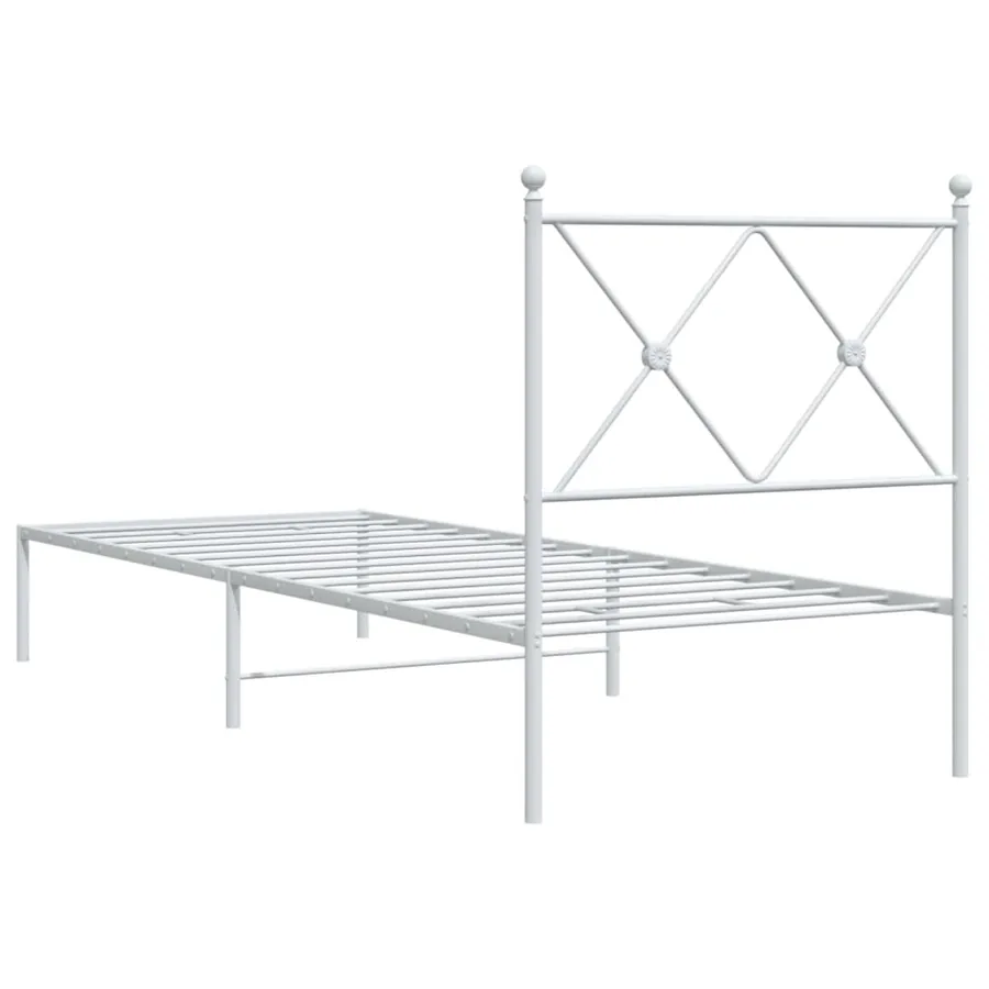 Cadre de lit métal sans matelas avec tête de lit blanc 75x190cm - 6