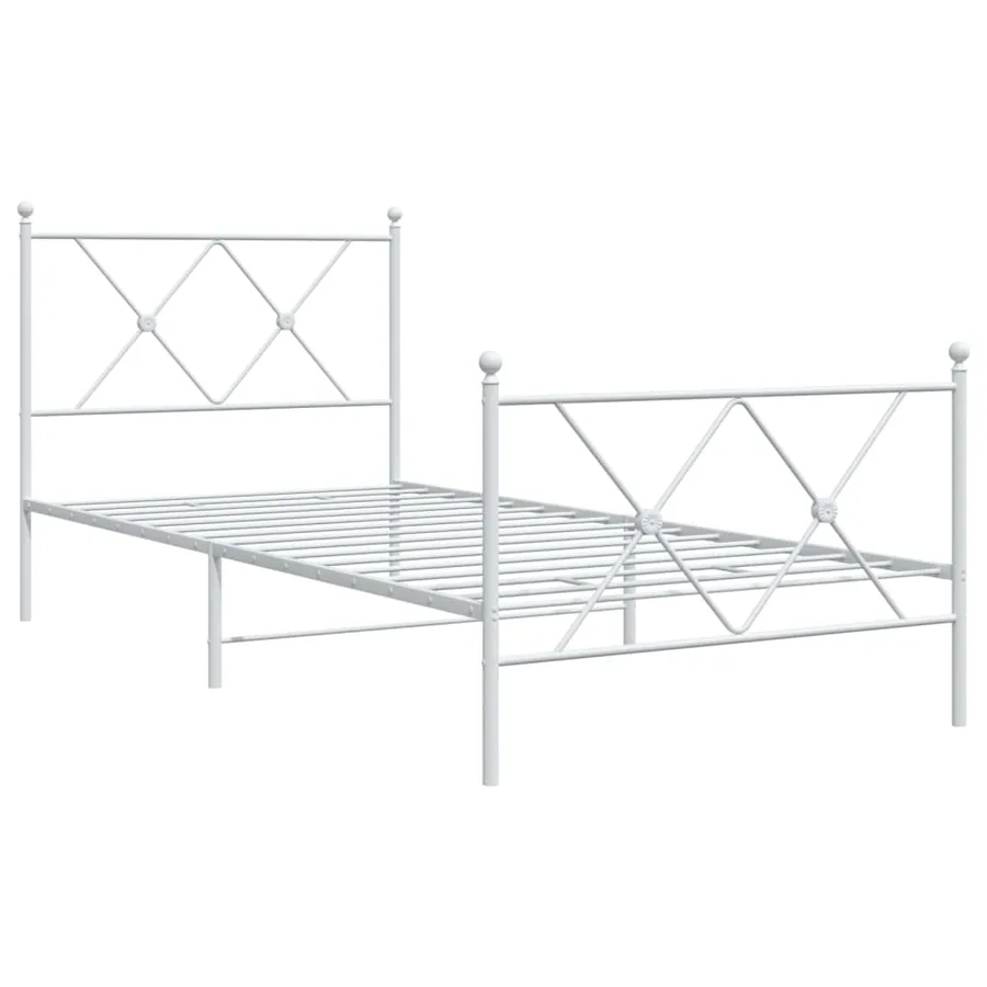 Cadre de lit métal sans matelas avec pied de lit blanc 90x200cm - 3