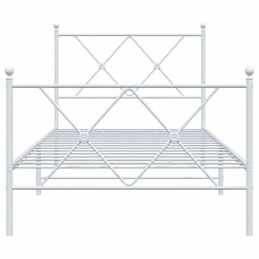 Cadre de lit métal sans matelas avec pied de lit blanc 90x200cm - 4