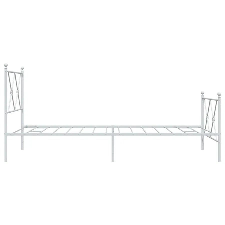 Cadre de lit métal sans matelas avec pied de lit blanc 90x200cm - 5