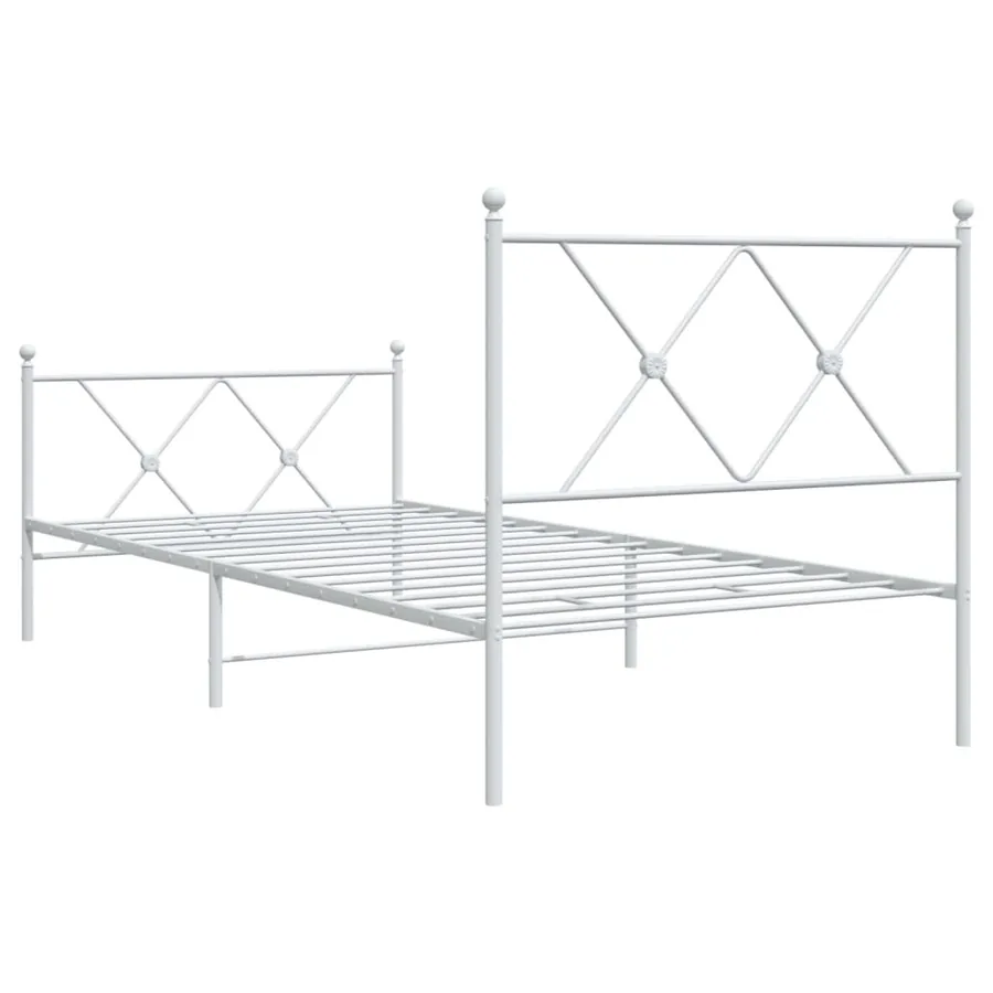 Cadre de lit métal sans matelas avec pied de lit blanc 90x200cm - 6