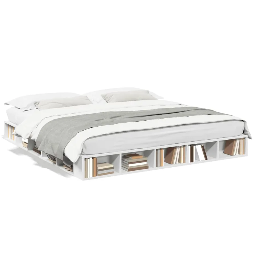 Cadre de lit sans matelas blanc 200x200 cm - 2