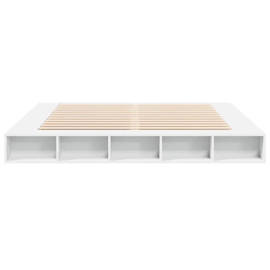 Cadre de lit sans matelas blanc 200x200 cm - 4