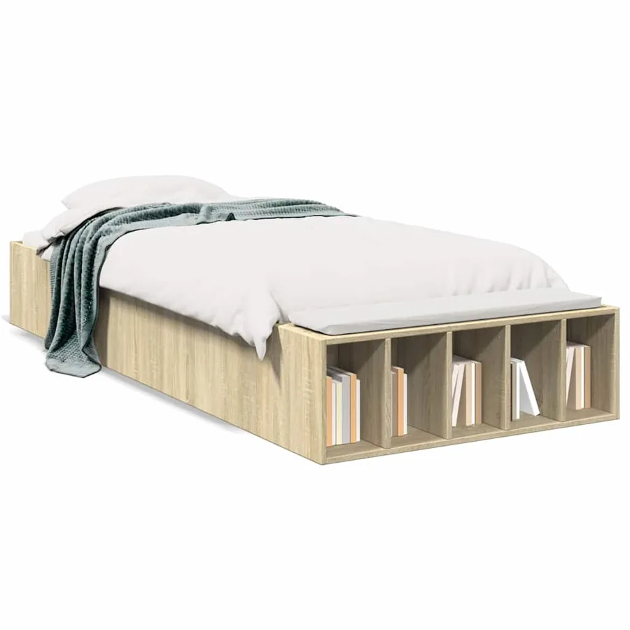 Cadre de lit sans matelas chêne sonoma 90x200 cm - 2