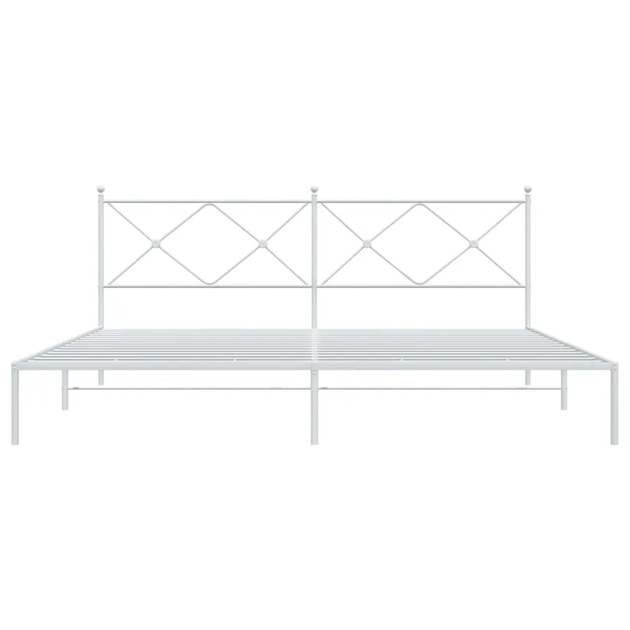 Cadre de lit métal sans matelas et tête de lit blanc 193x203 cm - 4