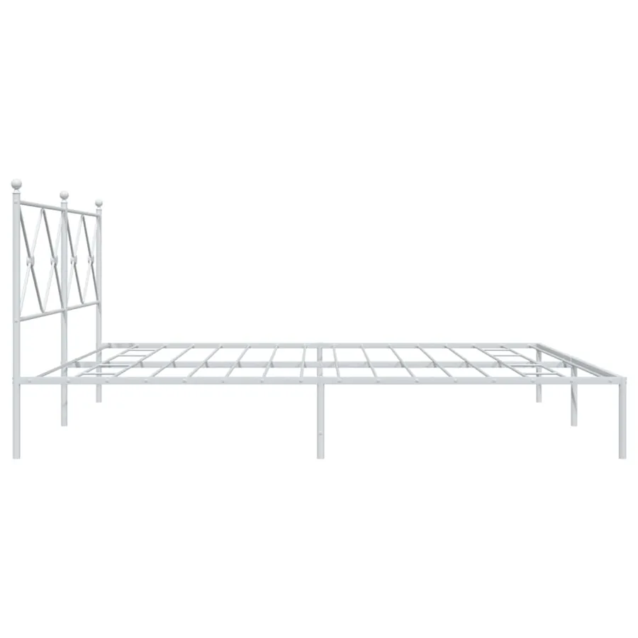 Cadre de lit métal sans matelas et tête de lit blanc 193x203 cm - 5