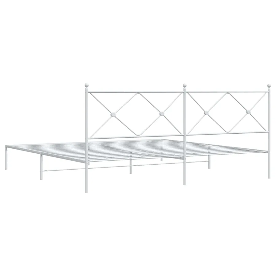 Cadre de lit métal sans matelas et tête de lit blanc 193x203 cm - 6