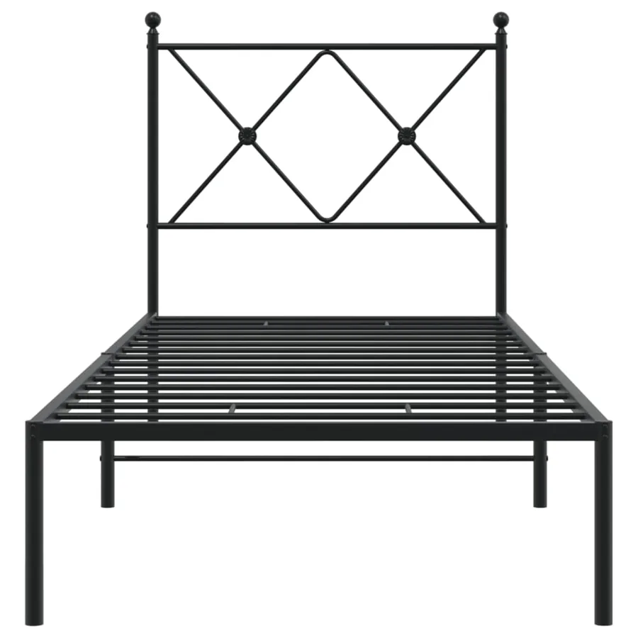 Cadre de lit métal sans matelas avec tête de lit noir 75x190 cm - 4