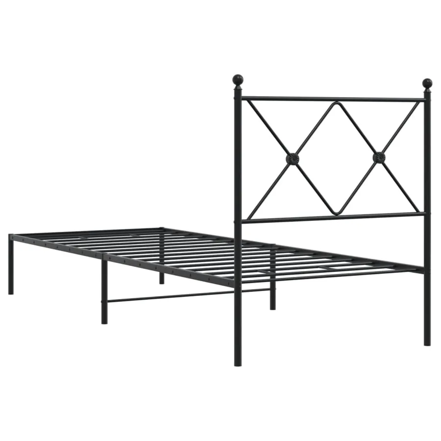 Cadre de lit métal sans matelas avec tête de lit noir 75x190 cm - 6