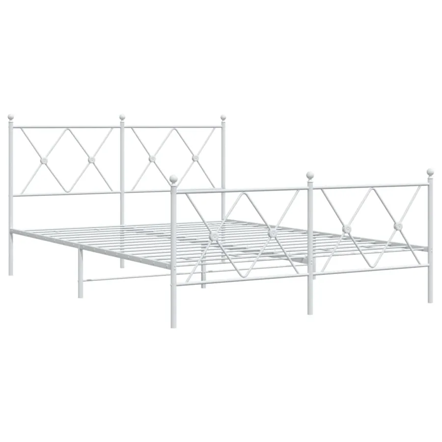 Cadre de lit métal sans matelas et pied de lit blanc 140x190 cm - 3