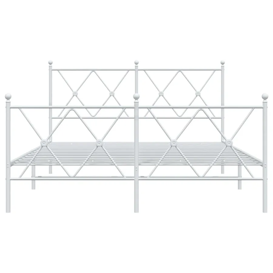 Cadre de lit métal sans matelas et pied de lit blanc 140x190 cm - 4