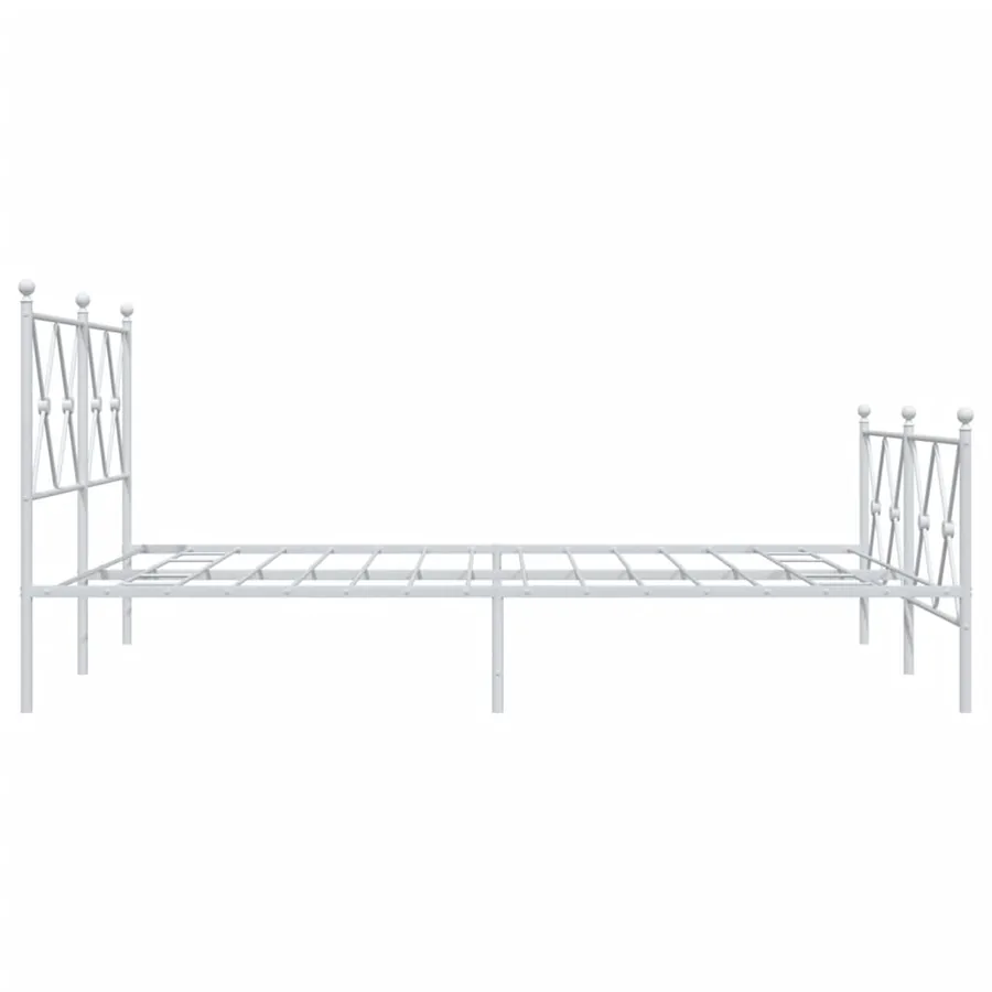 Cadre de lit métal sans matelas et pied de lit blanc 140x190 cm - 5