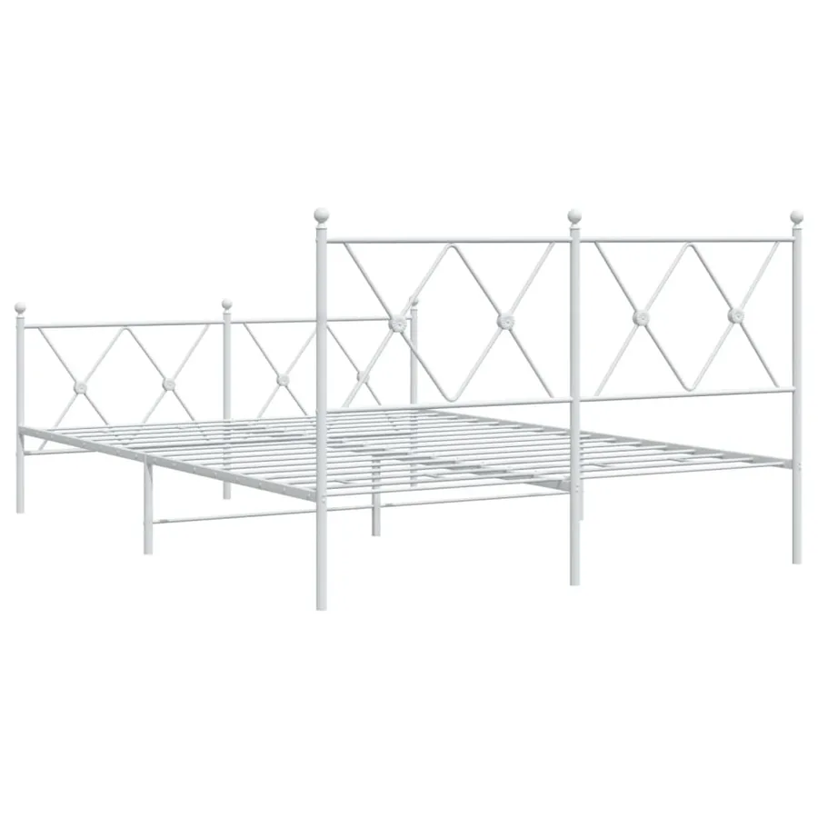 Cadre de lit métal sans matelas et pied de lit blanc 140x190 cm - 6