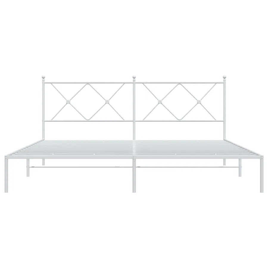 Cadre de lit métal sans matelas et tête de lit blanc 180x200 cm - 4