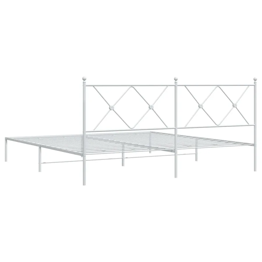 Cadre de lit métal sans matelas et tête de lit blanc 180x200 cm - 6