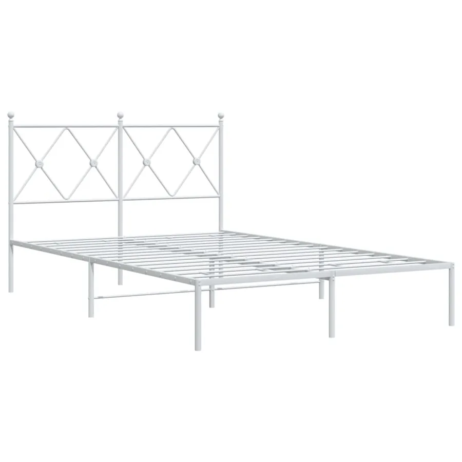 Cadre de lit métal sans matelas et tête de lit blanc 120x190 cm - 3