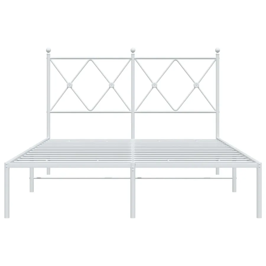 Cadre de lit métal sans matelas et tête de lit blanc 120x190 cm - 4