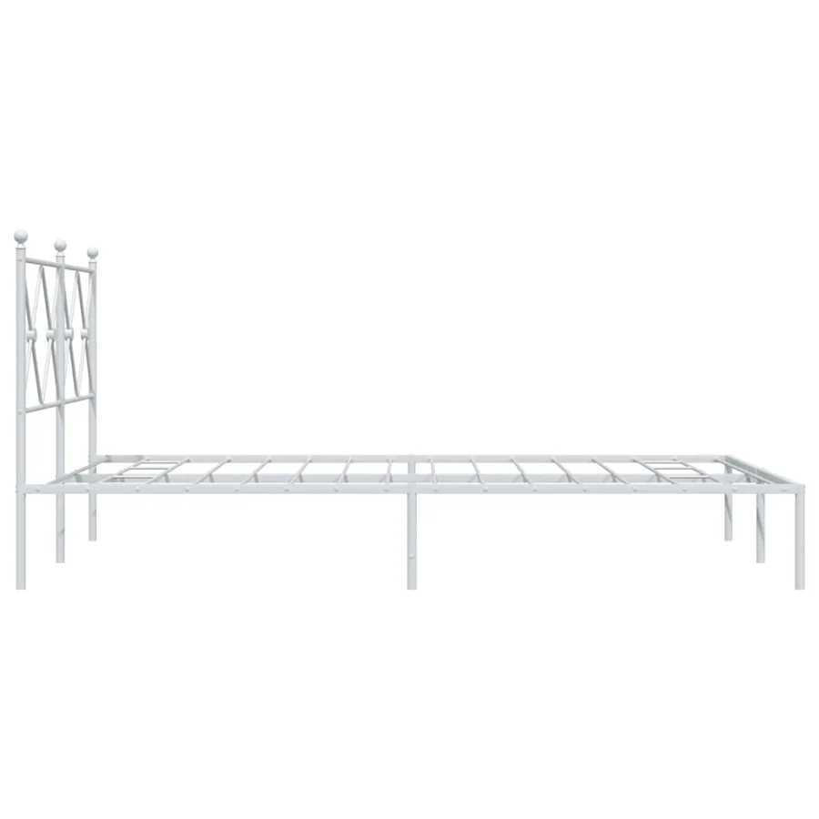 Cadre de lit métal sans matelas et tête de lit blanc 120x190 cm - 5