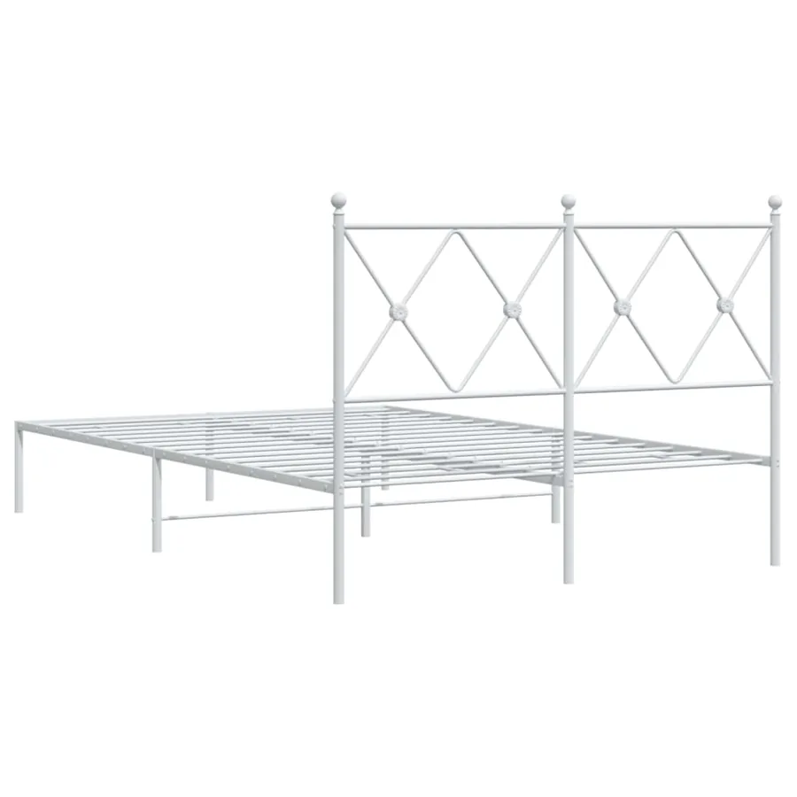 Cadre de lit métal sans matelas et tête de lit blanc 120x190 cm - 6