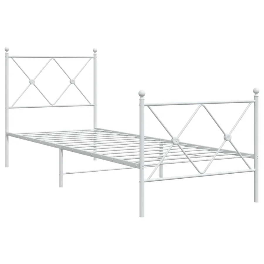 Cadre de lit métal sans matelas avec pied de lit blanc 80x200cm - 3